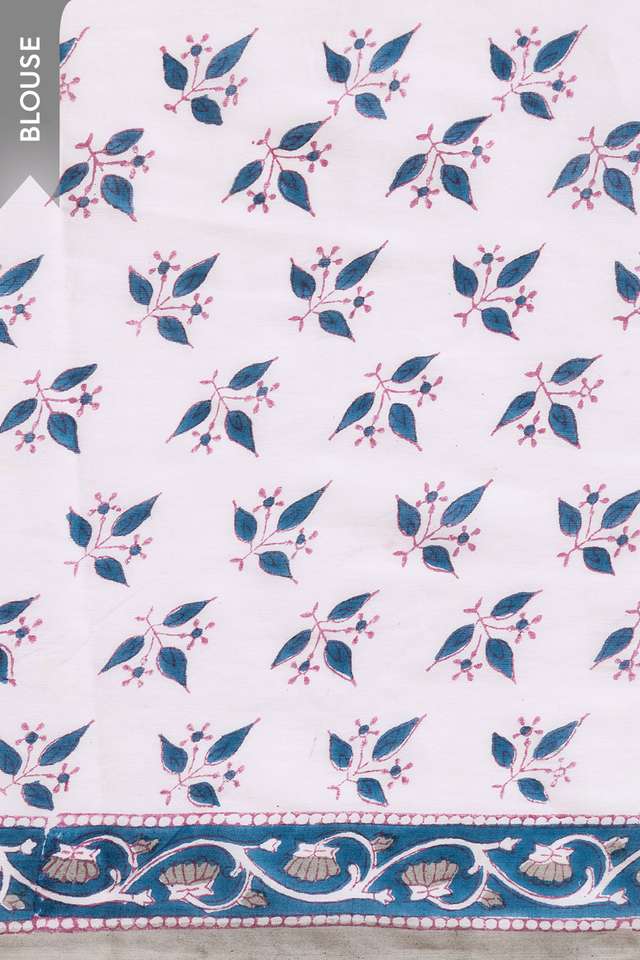 Blue Rajasthan Pure Cotton Printed Sanganeri Saree thumbnail image number null