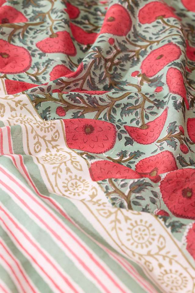 Light Green Rajasthan Pure Cotton Printed Sanganeri Saree thumbnail image number null