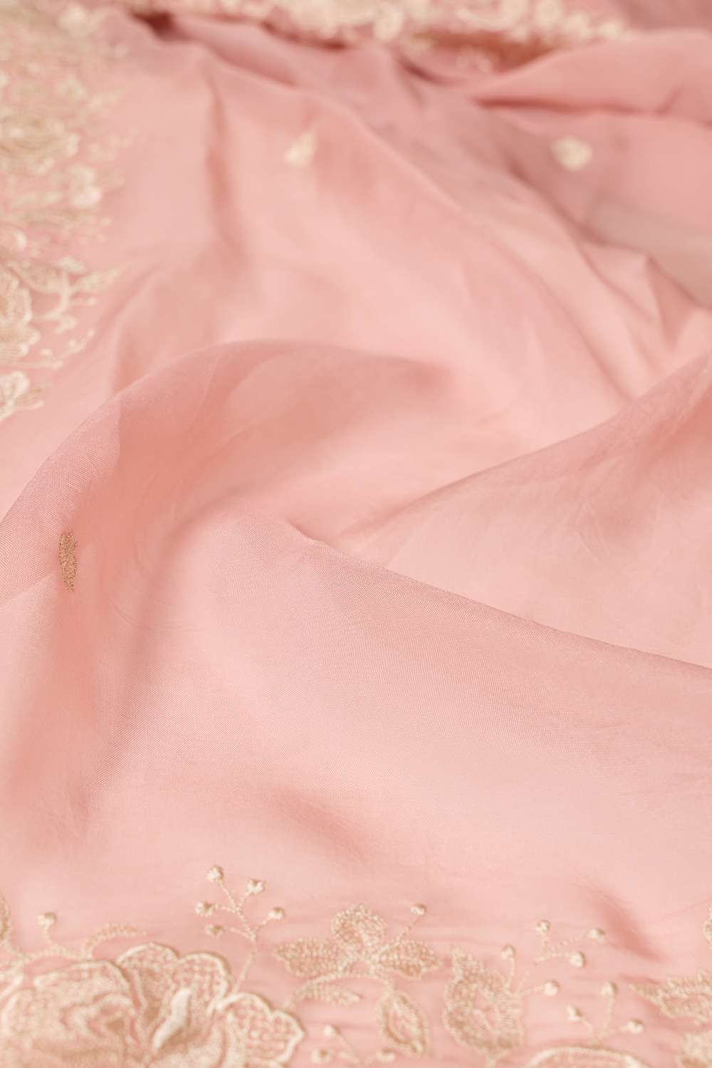 Light Pink Viscose Organza Embroidered Saree image number null