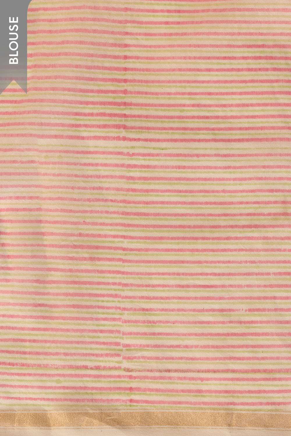Light Pink Rajasthan Pure Silk Cotton Printed Sanganeri Saree image number null