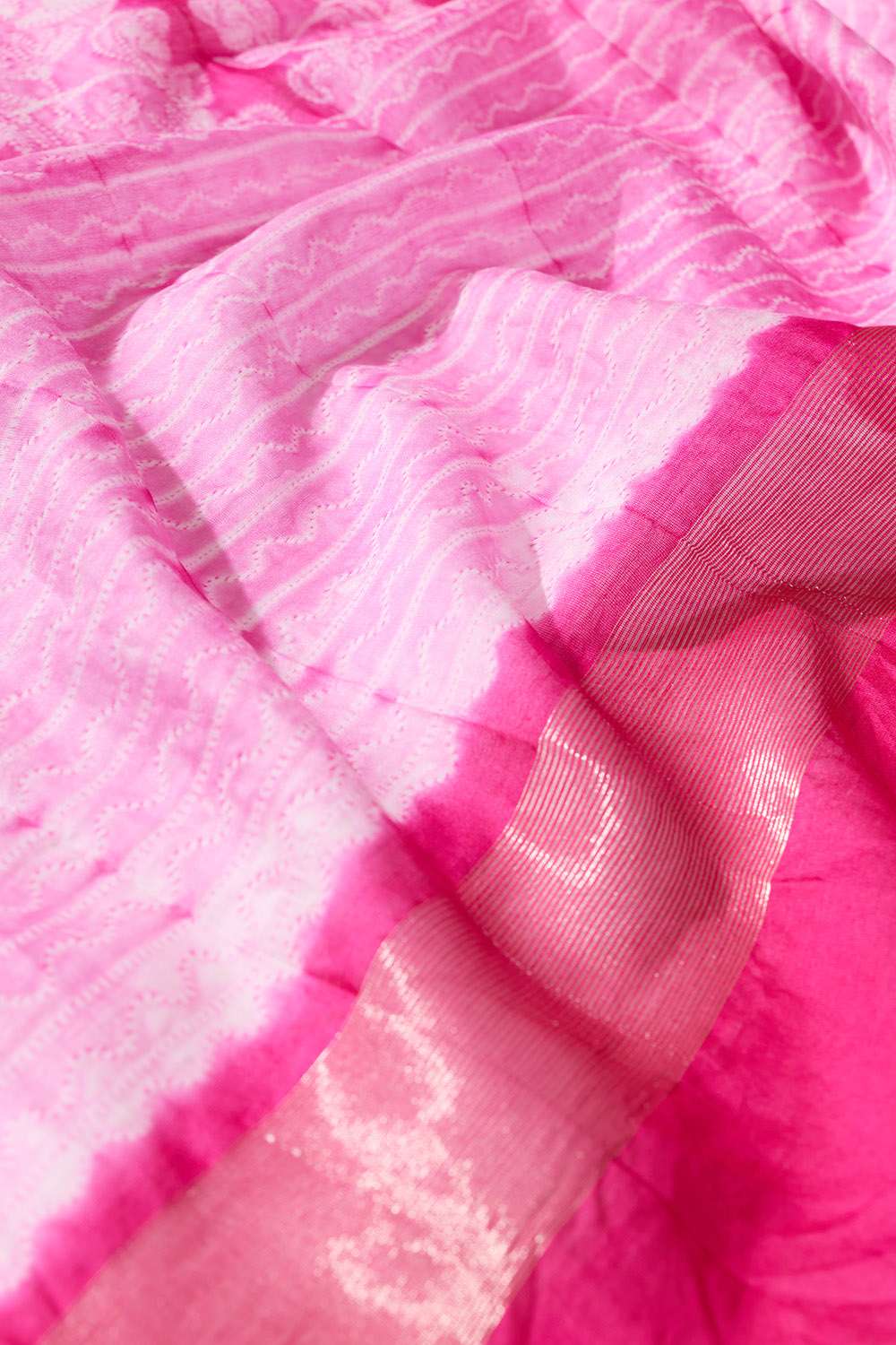 Pink Pure Silk Cotton Tie and Dye Shibori Saree image number null