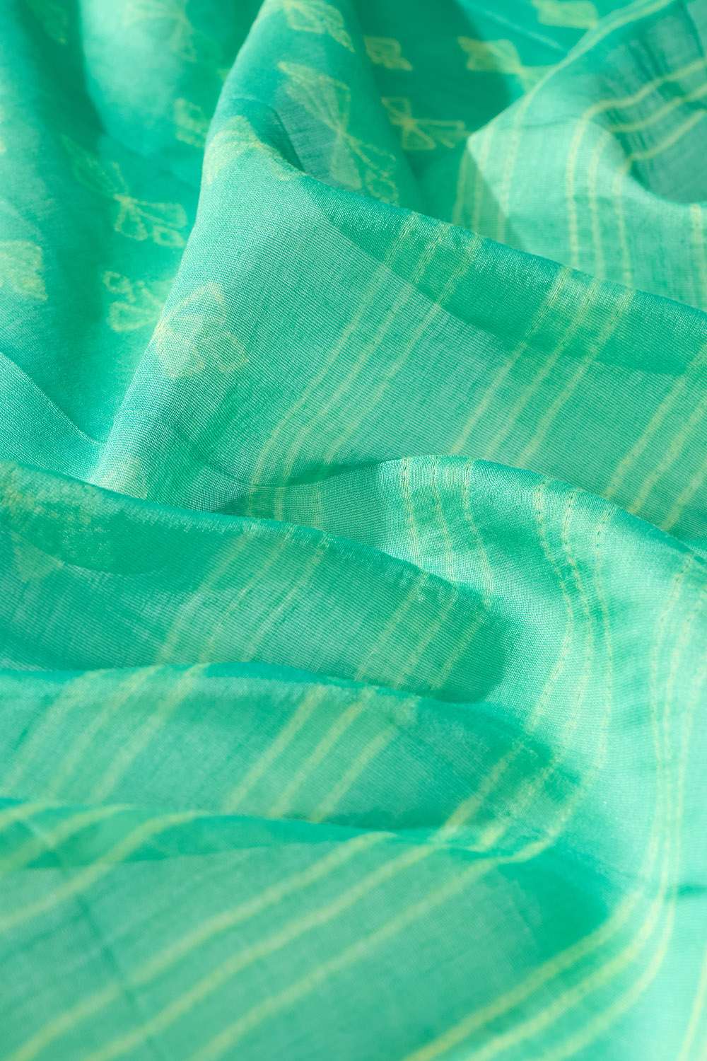 Green Pure Silk Cotton Tie and Dye Shibori Saree image number null