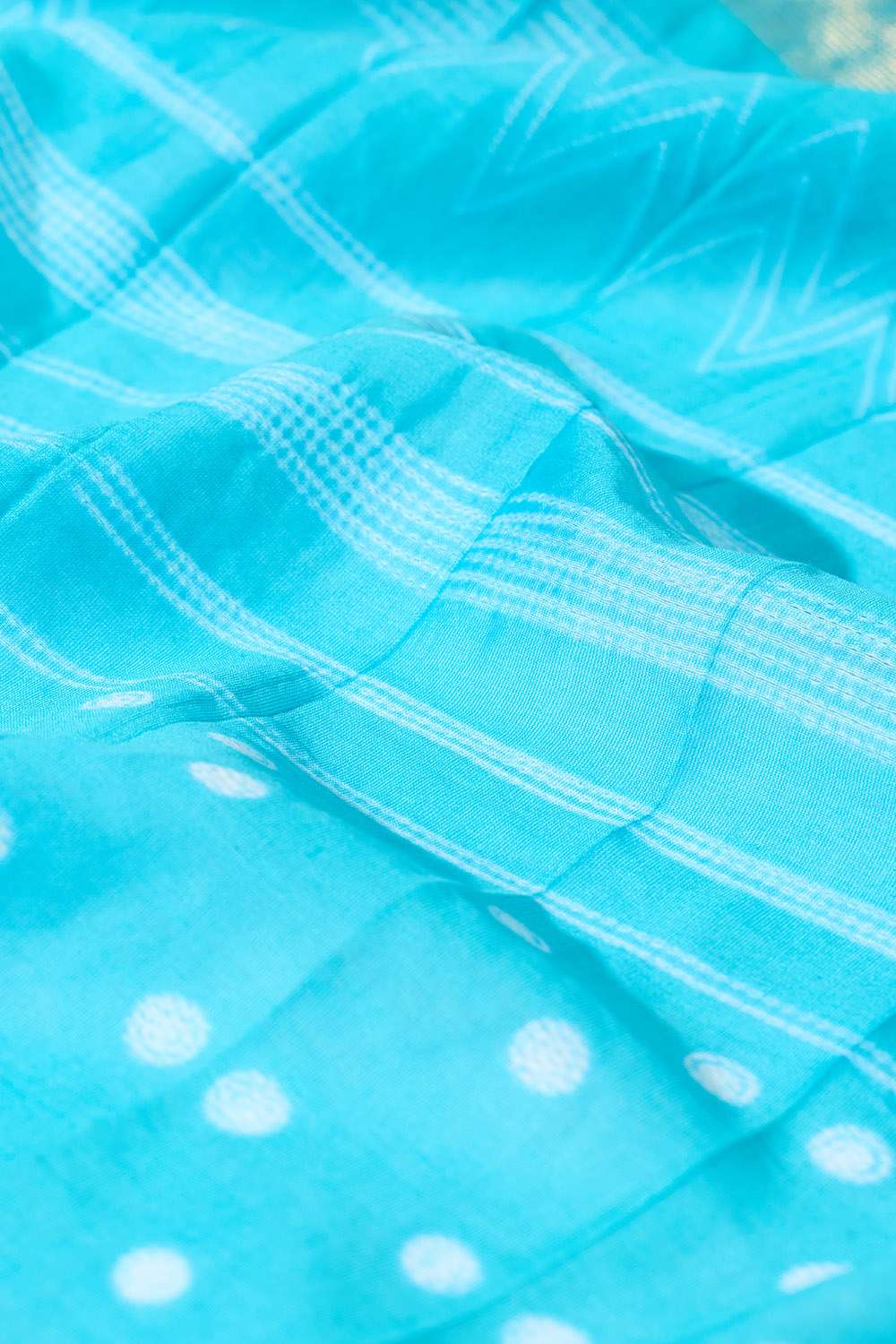 Blue Pure Silk Cotton Tie and Dye Shibori Saree image number null