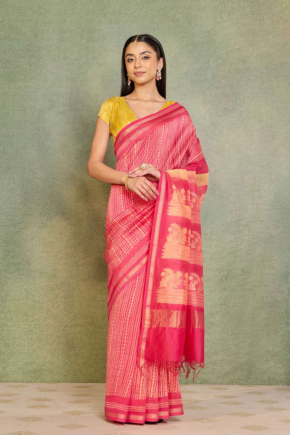 Pink Pure Silk Cotton Tie and Dye Shibori Saree