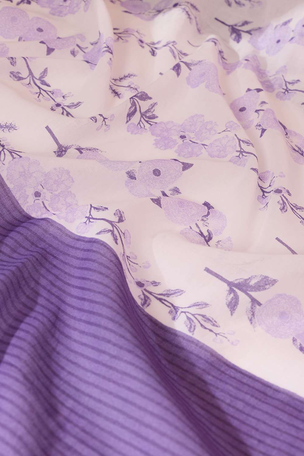 Light Violet Screen Printed Pure Cotton Saree image number null