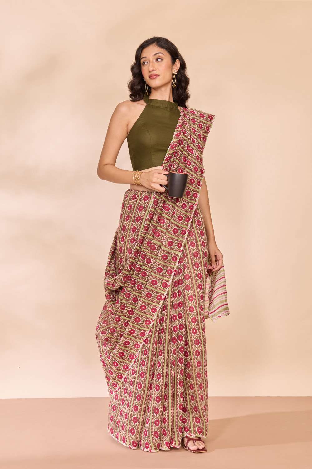 Dark Pink Rajasthan Screen Printed Pure Silk Cotton Saree image number null