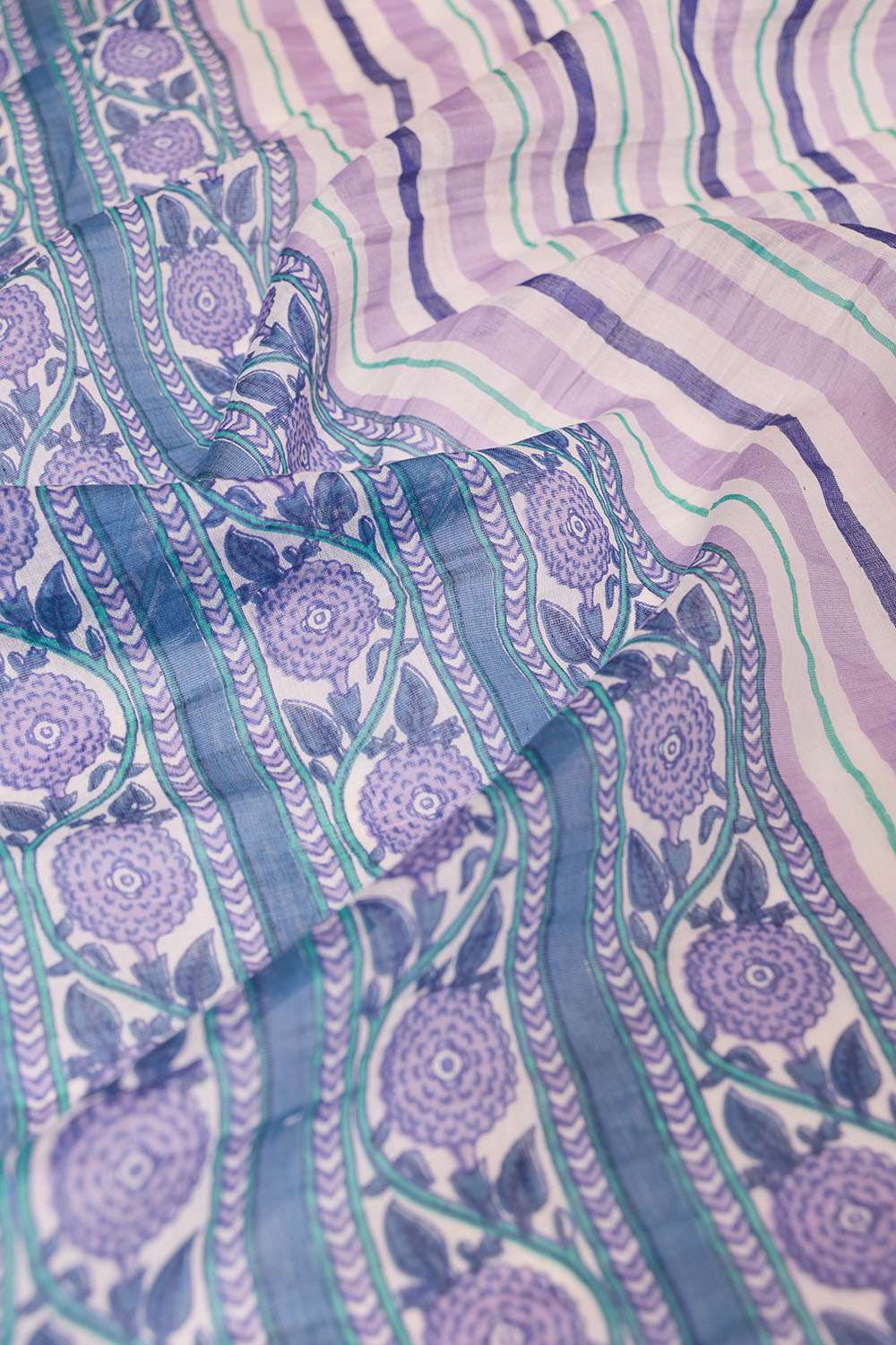 Blue Rajasthan Screen Printed Pure Silk Cotton Saree image number null