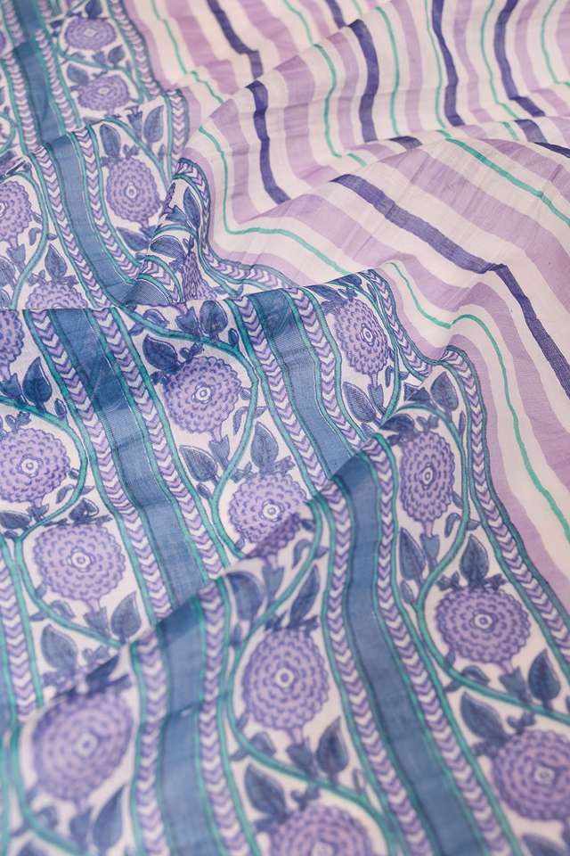 Blue Rajasthan Screen Printed Pure Silk Cotton Saree thumbnail image number null
