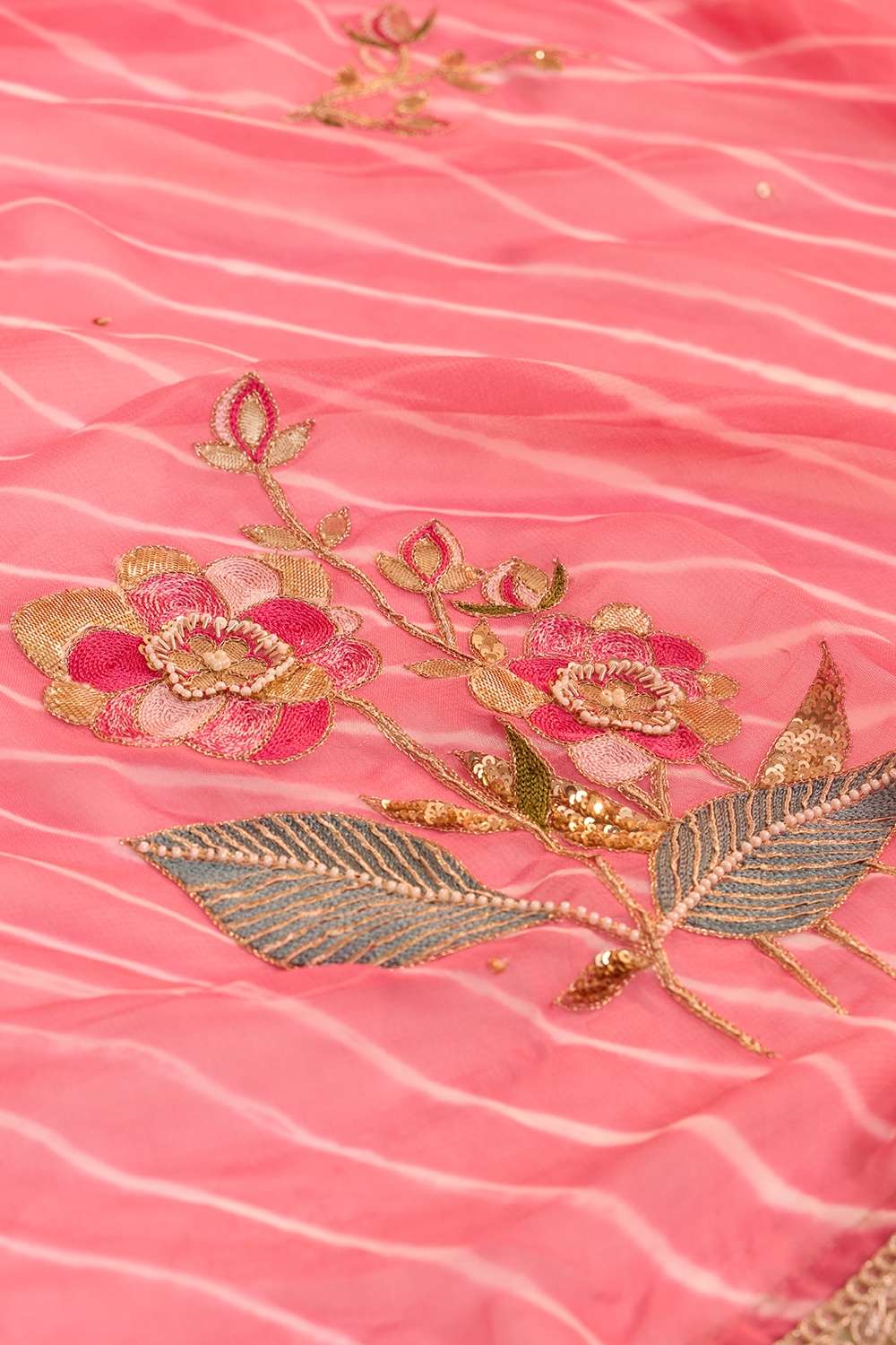 Light Pink Rajasthan Viscose Chiffon Embroidered Saree image number null