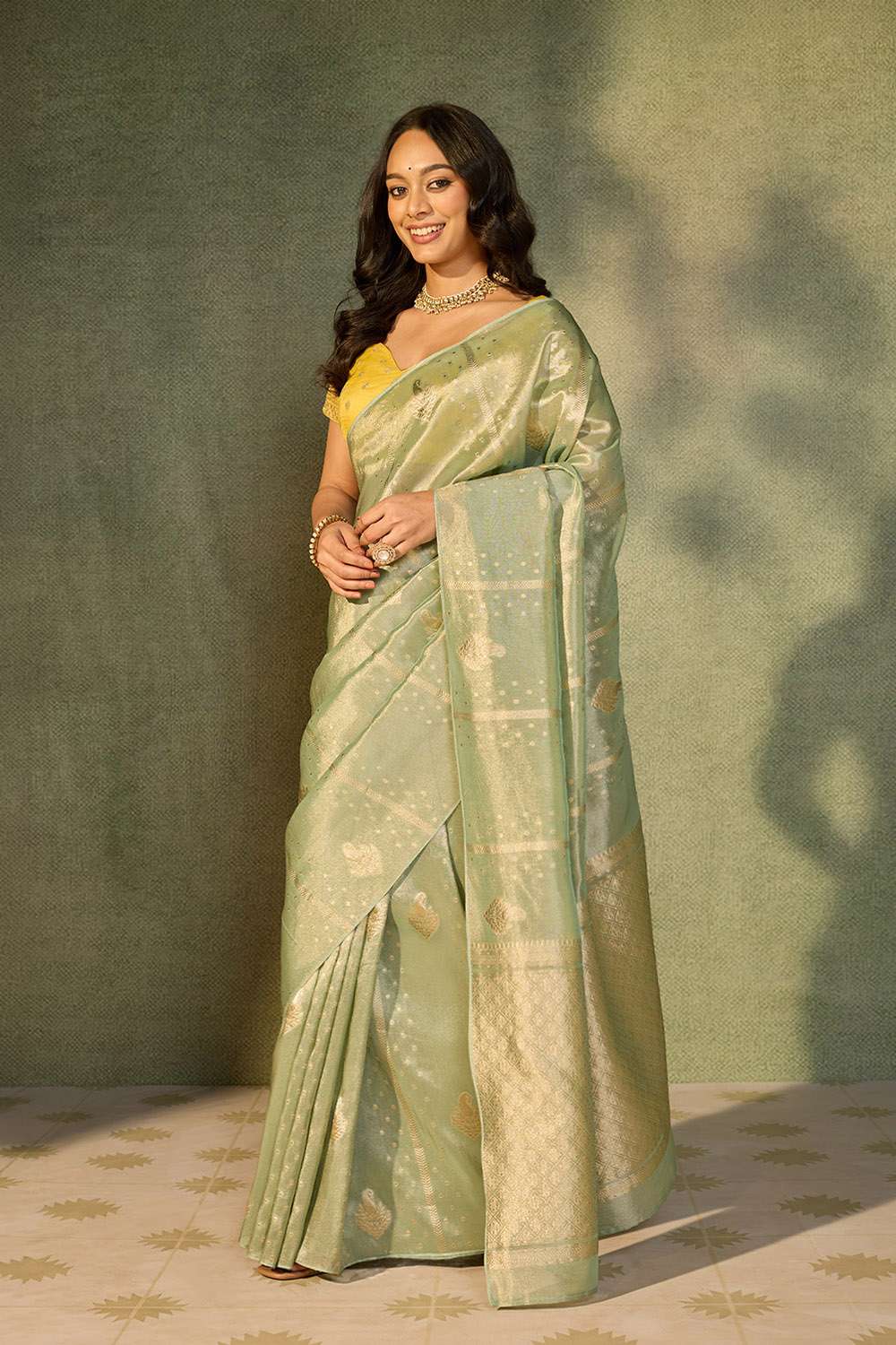 Light Blue Woven Viscose Tissue Saree image number null