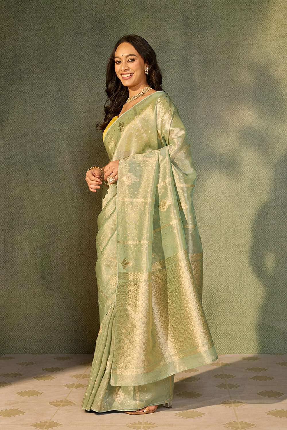 Light Blue Woven Viscose Tissue Saree image number null