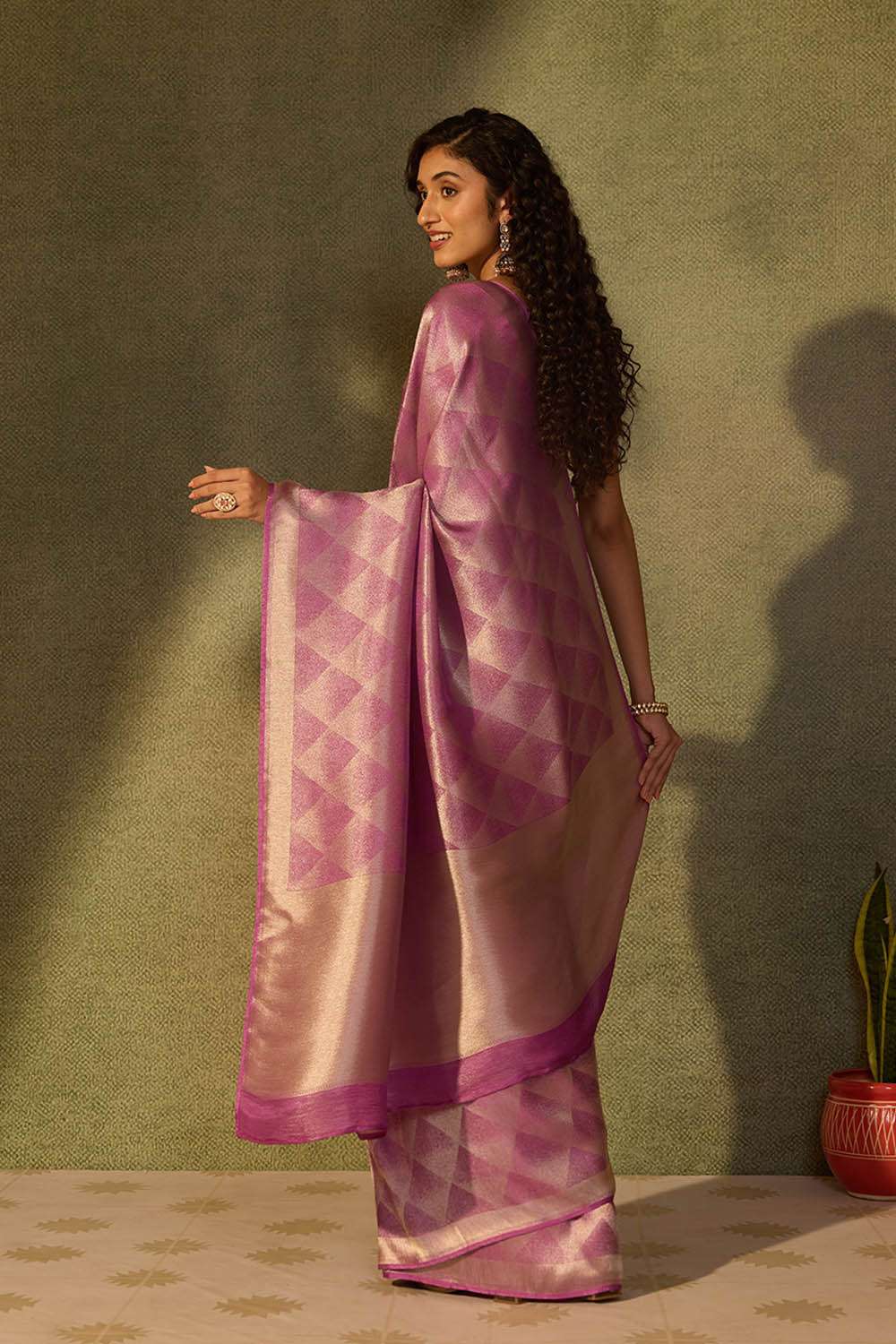Purple Woven Viscose Tissue Saree image number null