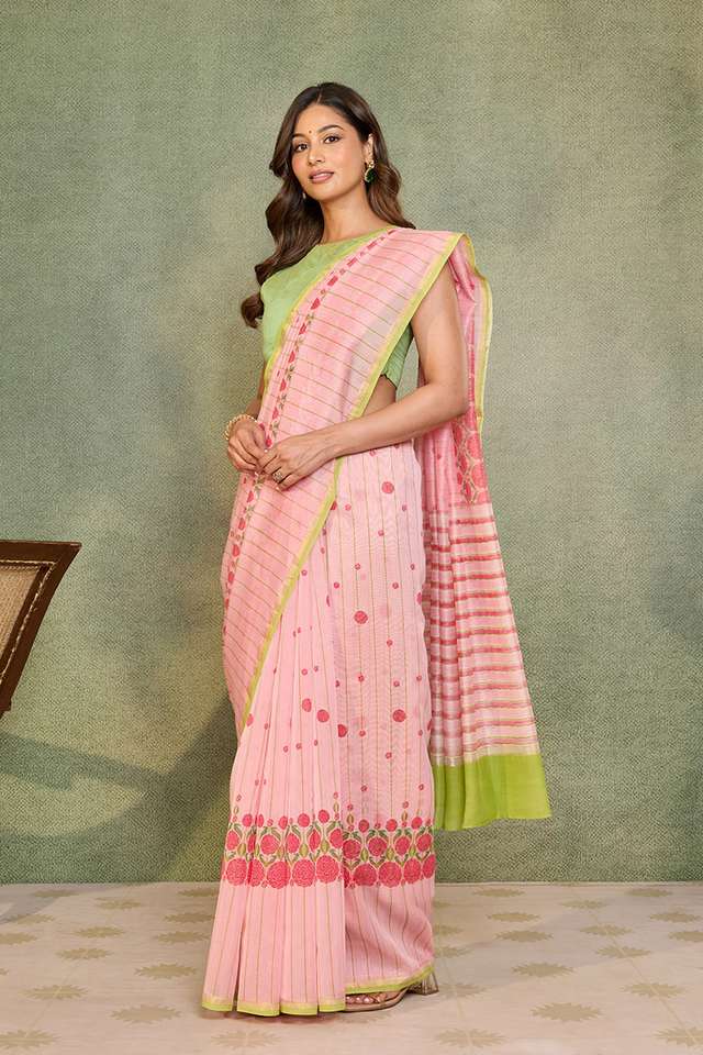 Pink Rajasthan Screen Printed Pure Silk Cotton Saree thumbnail image number null