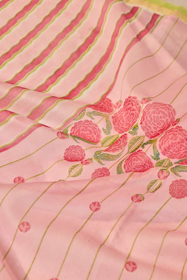 Pink Rajasthan Screen Printed Pure Silk Cotton Saree thumbnail image number null