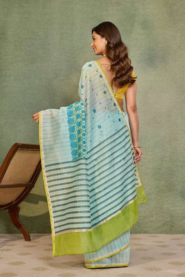 Blue Rajasthan Pure Silk Cotton Screen Printed Saree thumbnail image number null