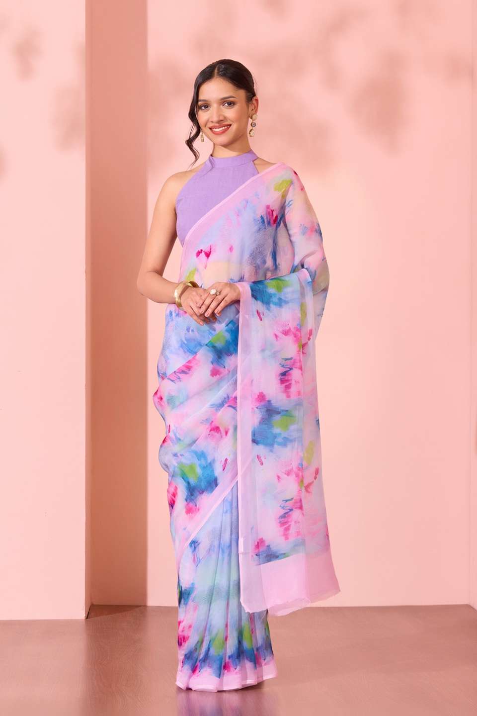 Multi  Printed Viscose Organza Saree