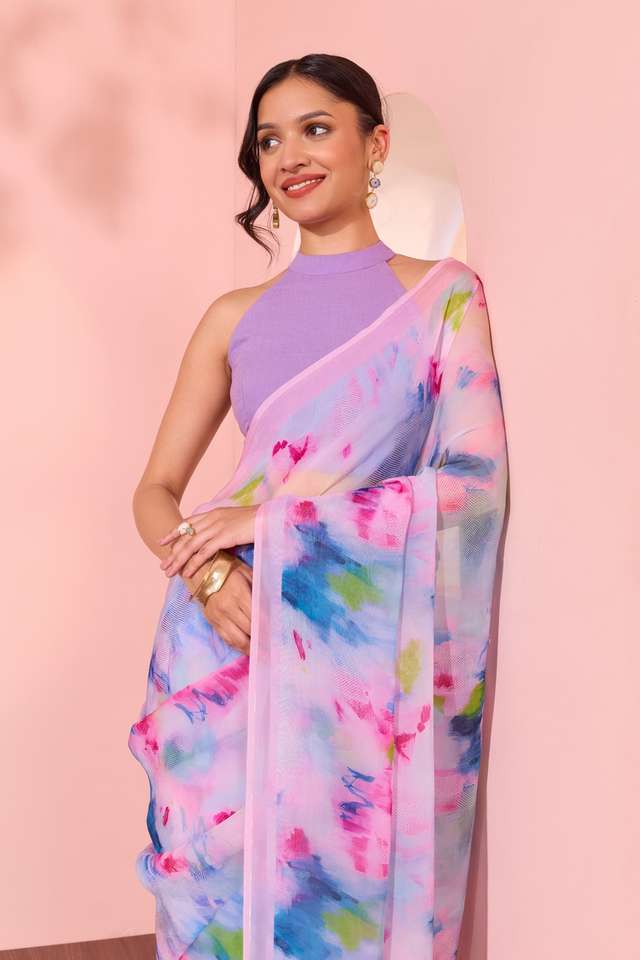 Multi  Printed Viscose Organza Saree thumbnail image number null