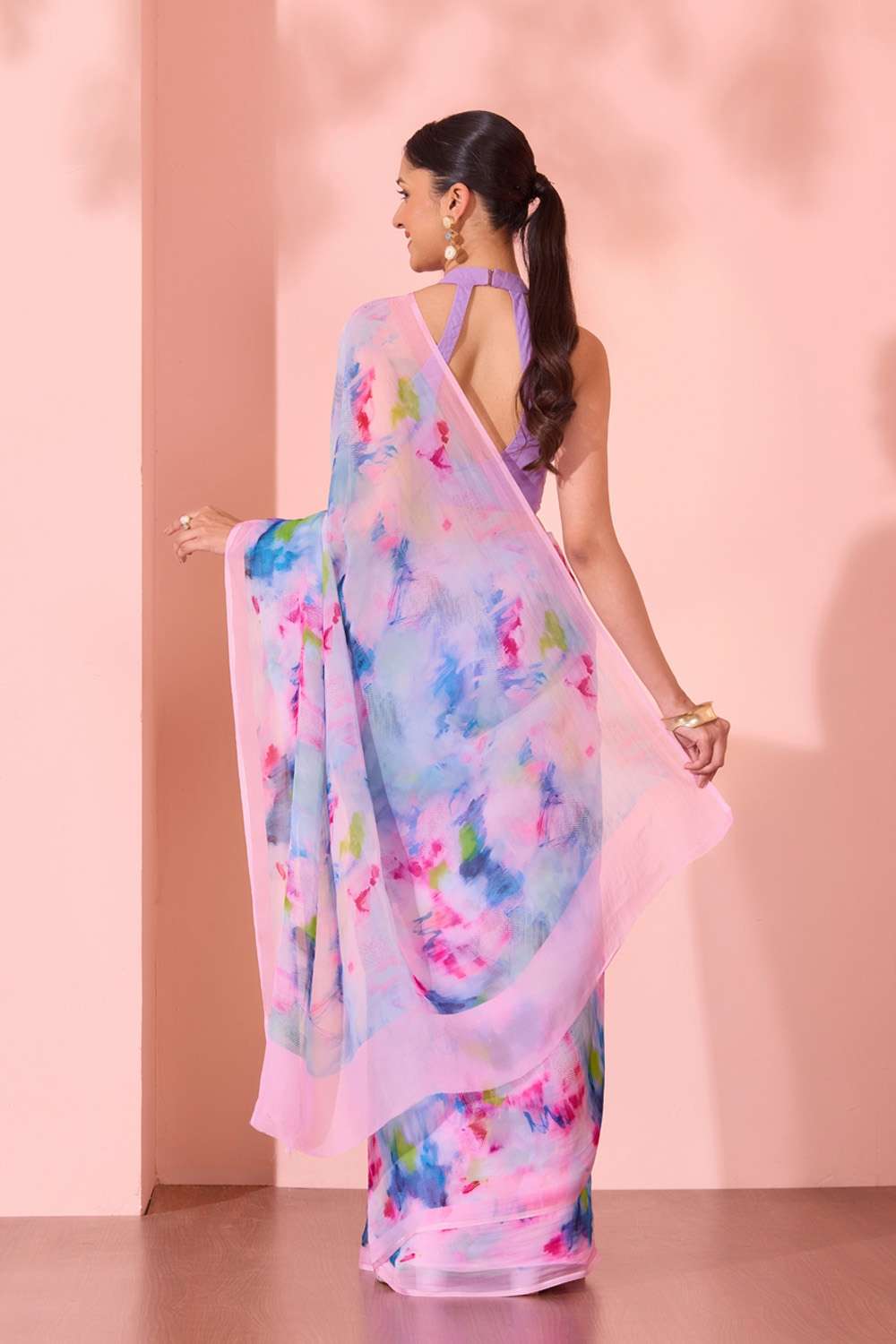 Multi  Printed Viscose Organza Saree image number null