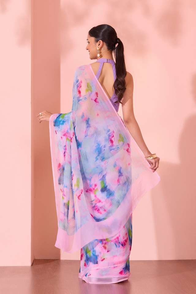 Multi  Printed Viscose Organza Saree thumbnail image number null