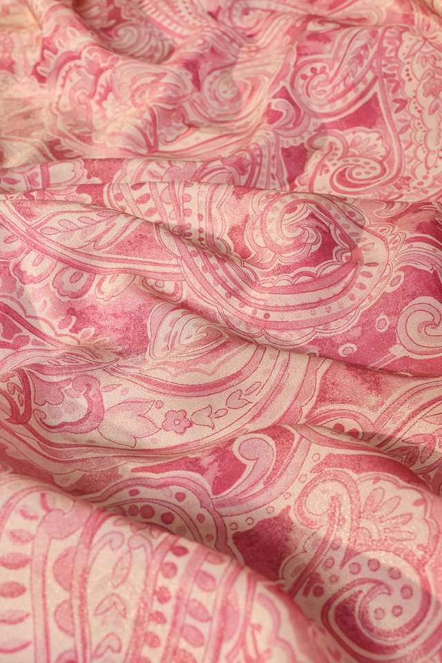 Pink Printed Viscose Tissue Saree thumbnail image number null