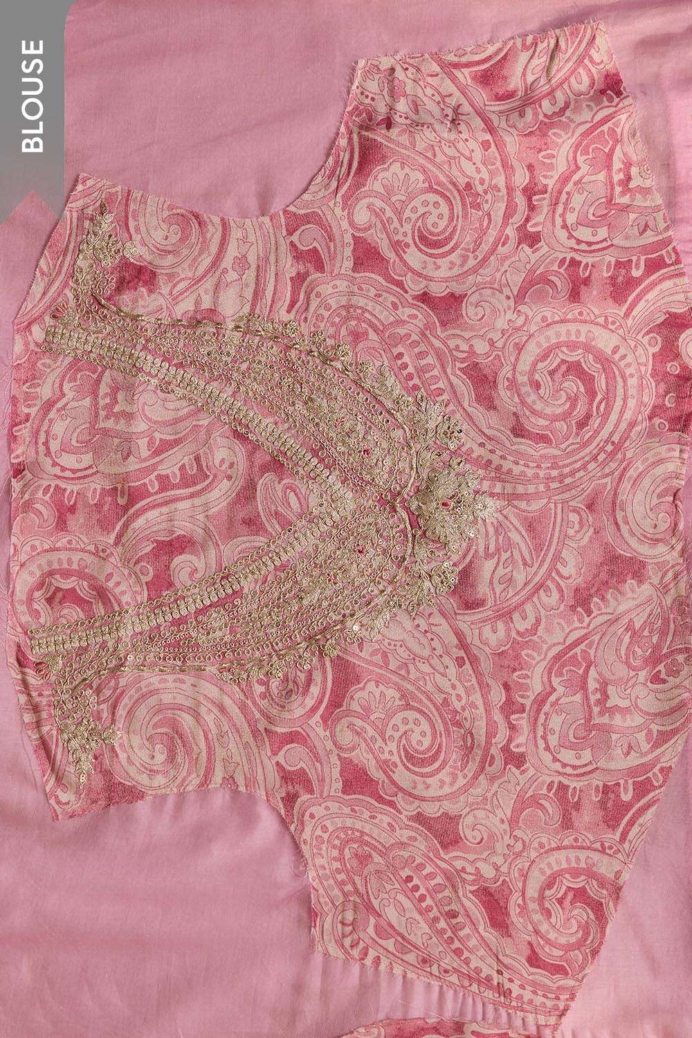 Pink Printed Viscose Tissue Saree image number null