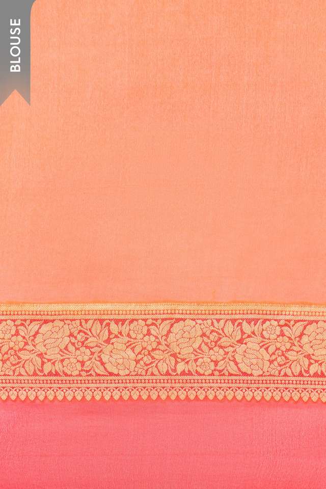 Orange Pure Silk Georgette Cutwork Banarasi Saree thumbnail image number null