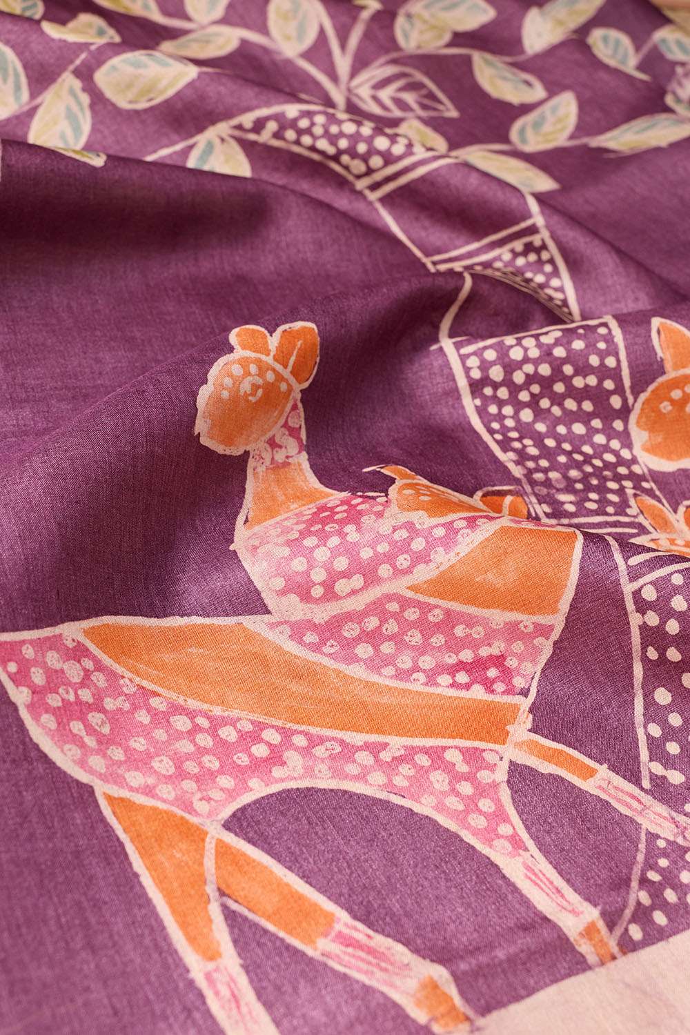 Purple Batik Pure Tussar Silk Saree image number null
