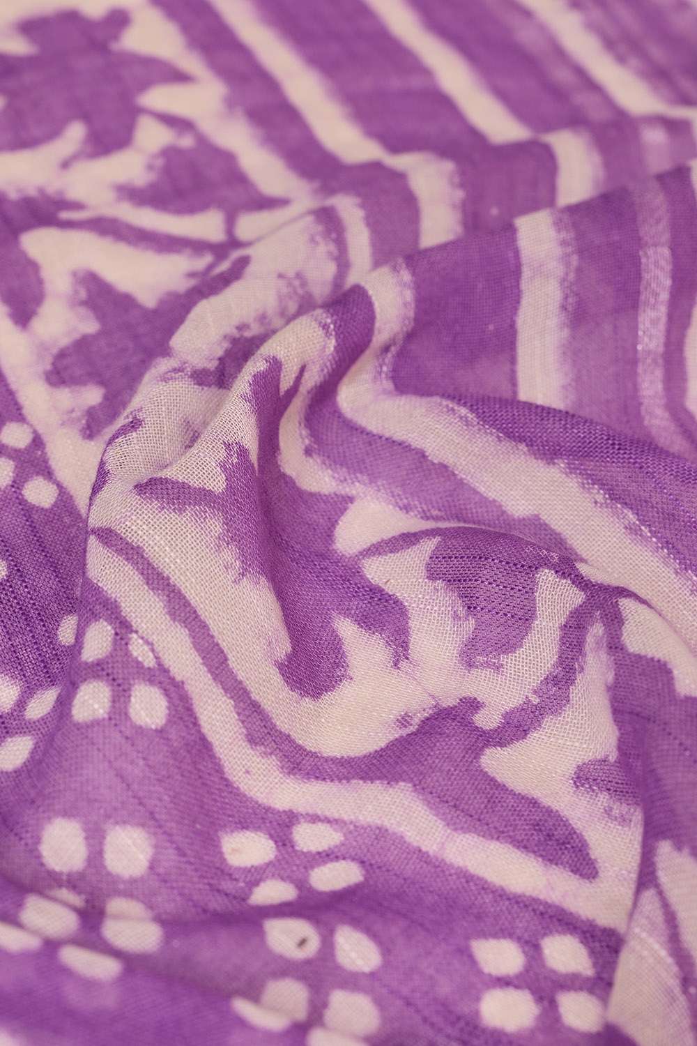 Light Violet Bagru Viscose Cotton Dabu Block Printed Saree image number null