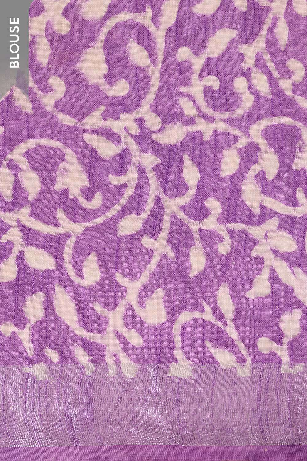 Light Violet Bagru Viscose Cotton Dabu Block Printed Saree image number null