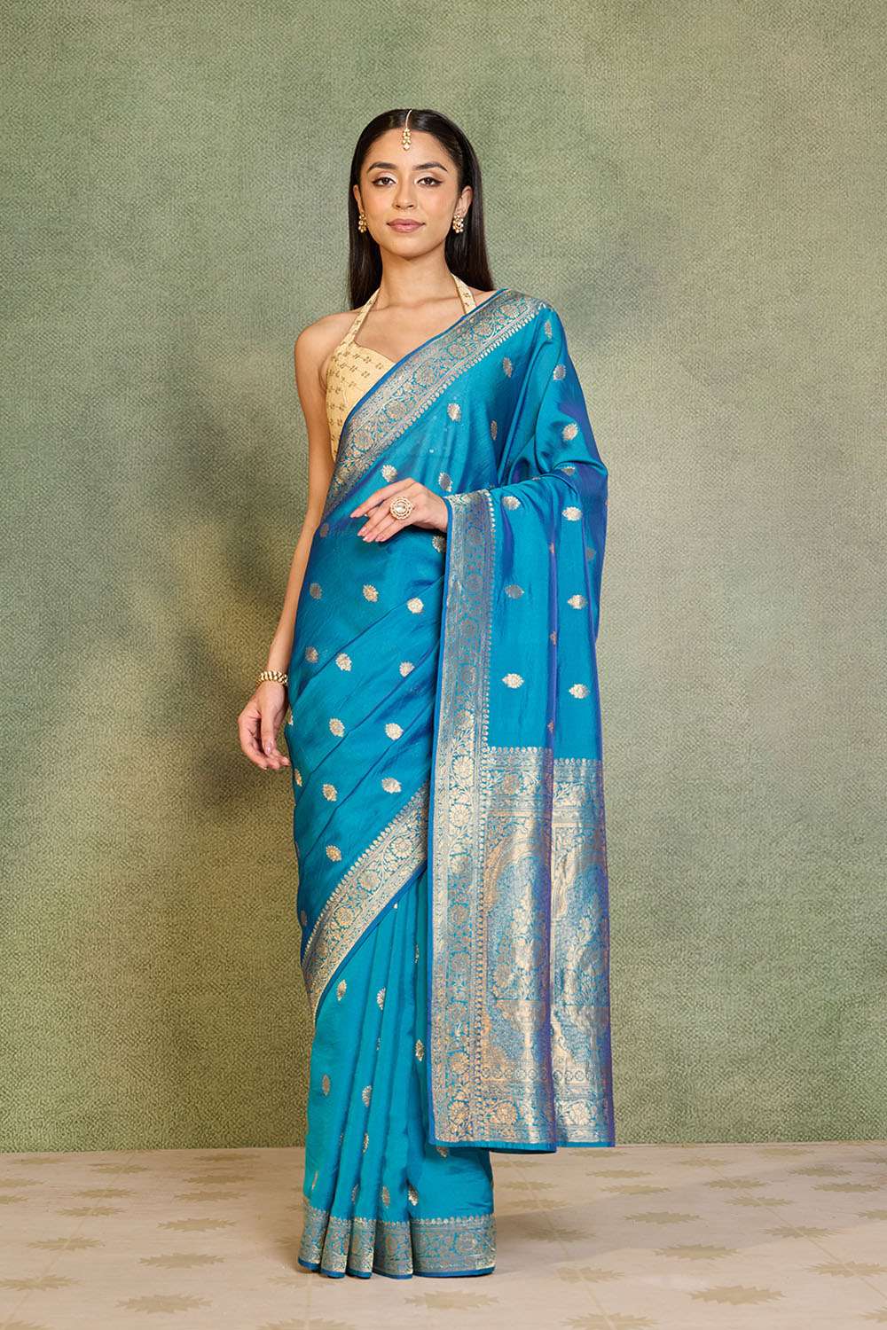 Blue Woven Pure Viscose Saree image number null