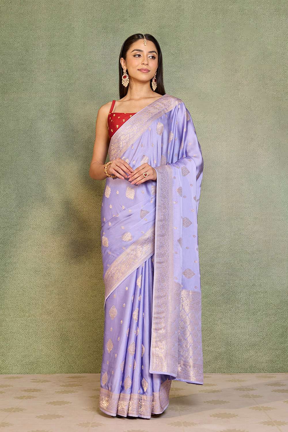 Violet Woven Pure Viscose Saree image number null