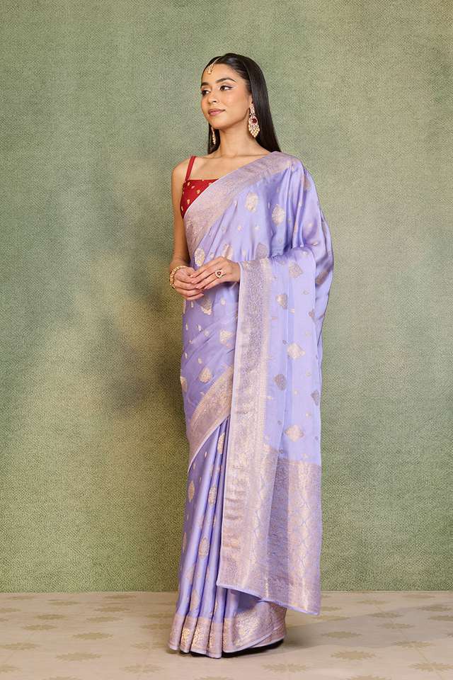 Violet Woven Pure Viscose Saree thumbnail image number null