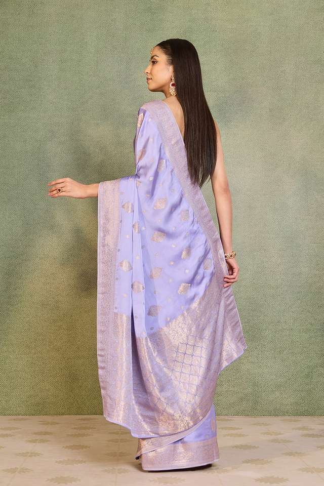 Violet Woven Pure Viscose Saree thumbnail image number null
