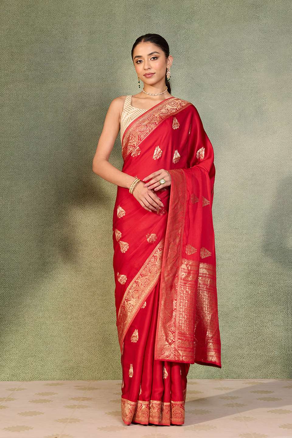 Red Woven Pure Viscose Saree