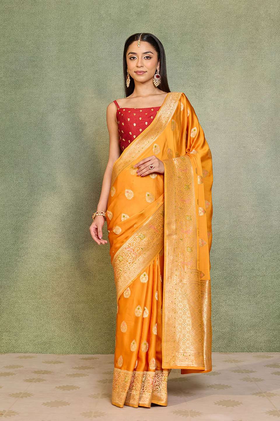 Orange Woven Pure Viscose Saree