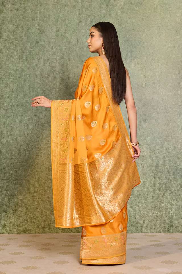 Orange Woven Pure Viscose Saree thumbnail image number null