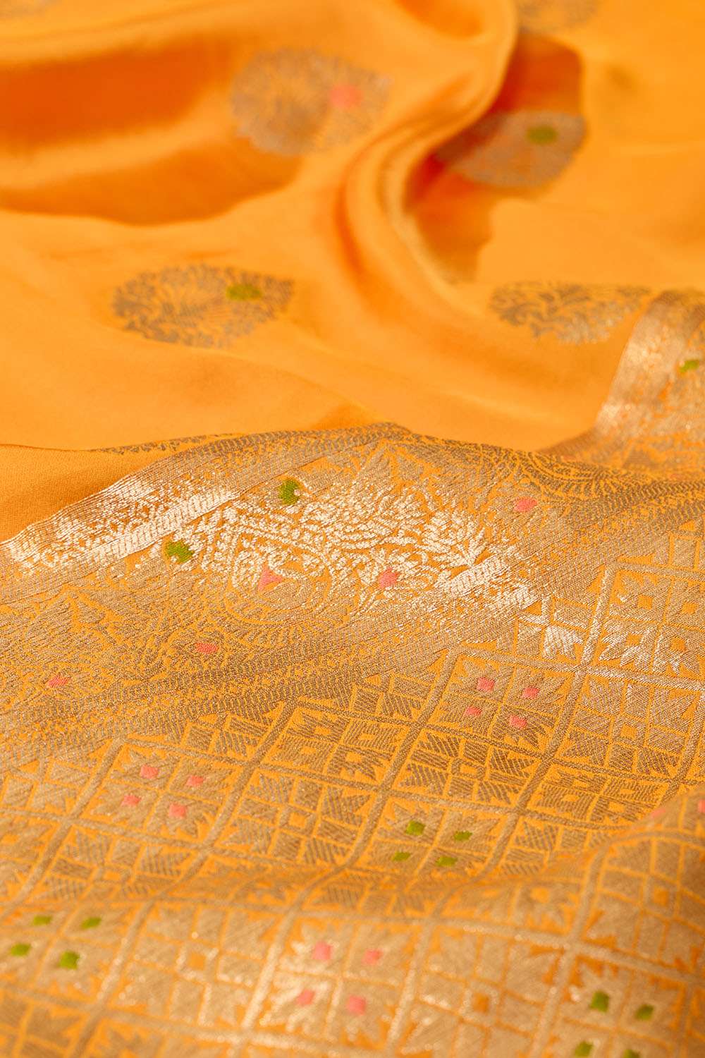 Orange Woven Pure Viscose Saree image number null