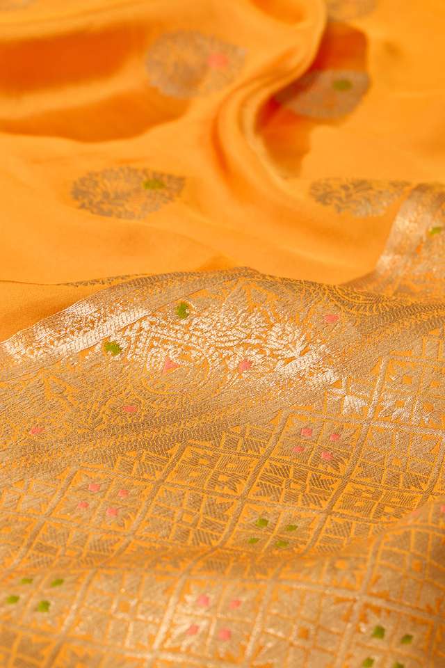Orange Woven Pure Viscose Saree thumbnail image number null