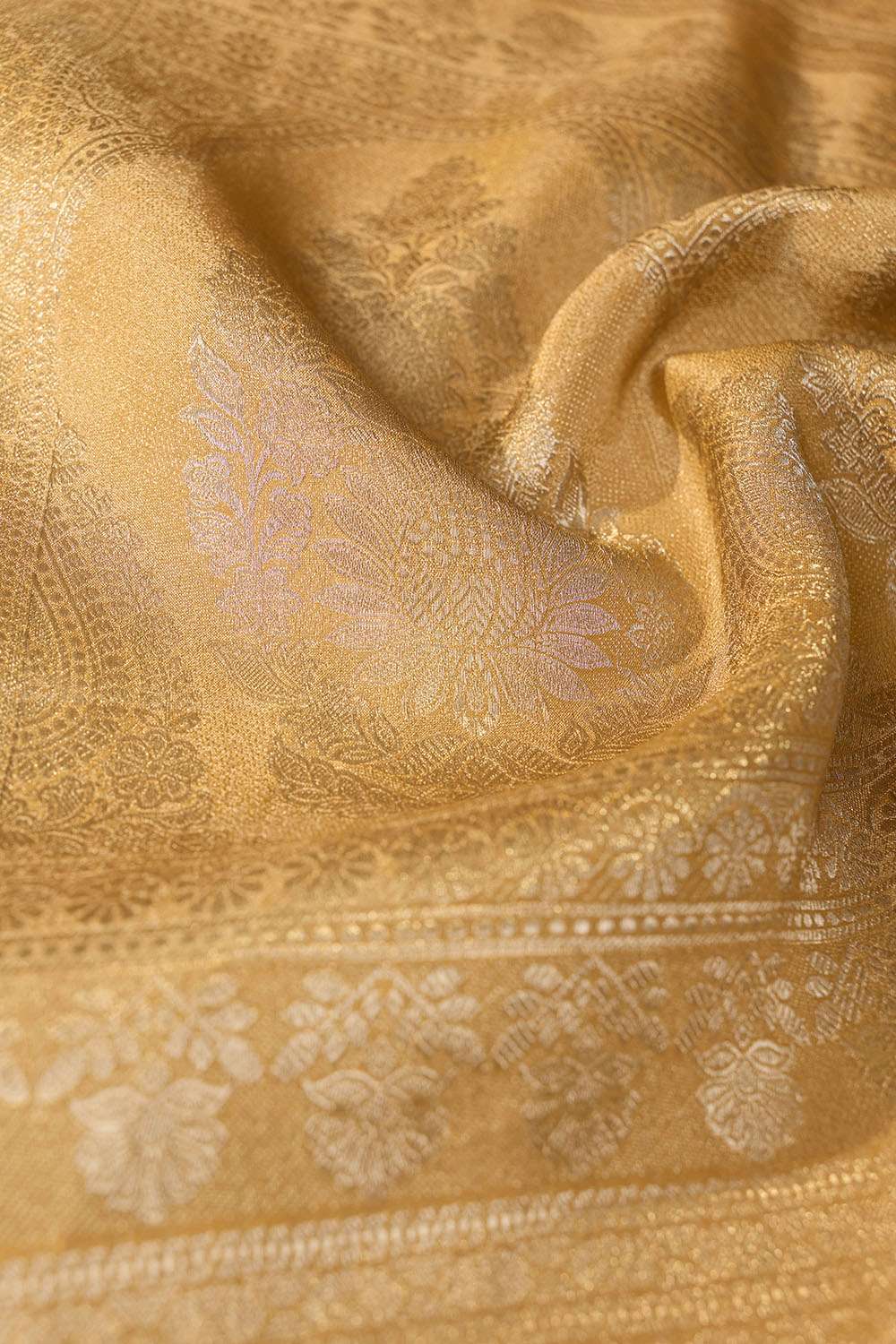 Yellow Printed Viscose Tissue Saree image number null