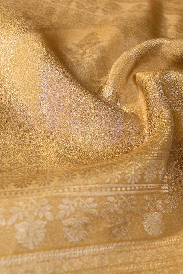 Yellow Printed Viscose Tissue Saree thumbnail image number null