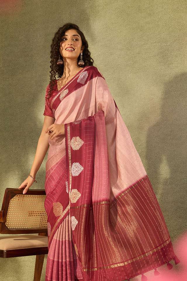 Pink Pure Viscose Woven Saree image number