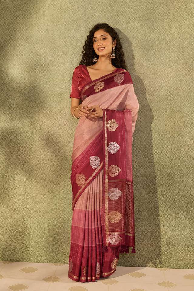 Pink Pure Viscose Woven Saree thumbnail image number null