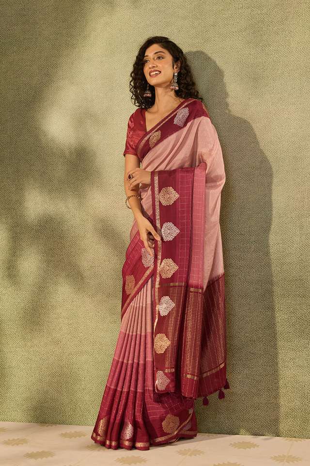 Pink Pure Viscose Woven Saree thumbnail image number null