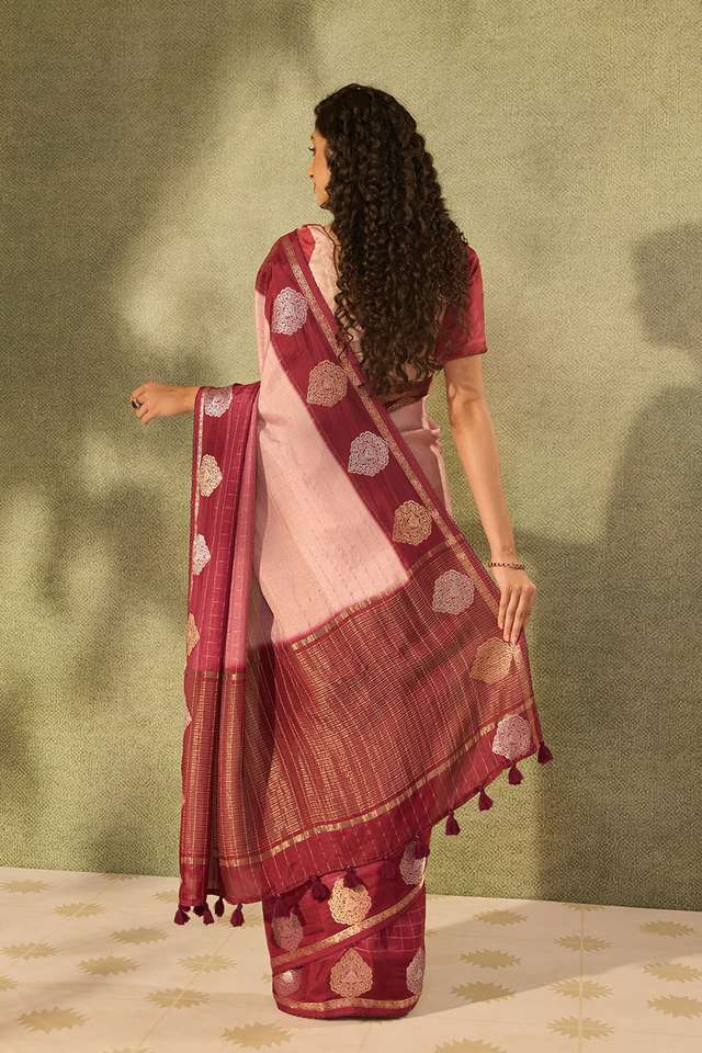 Pink Pure Viscose Woven Saree thumbnail image number null