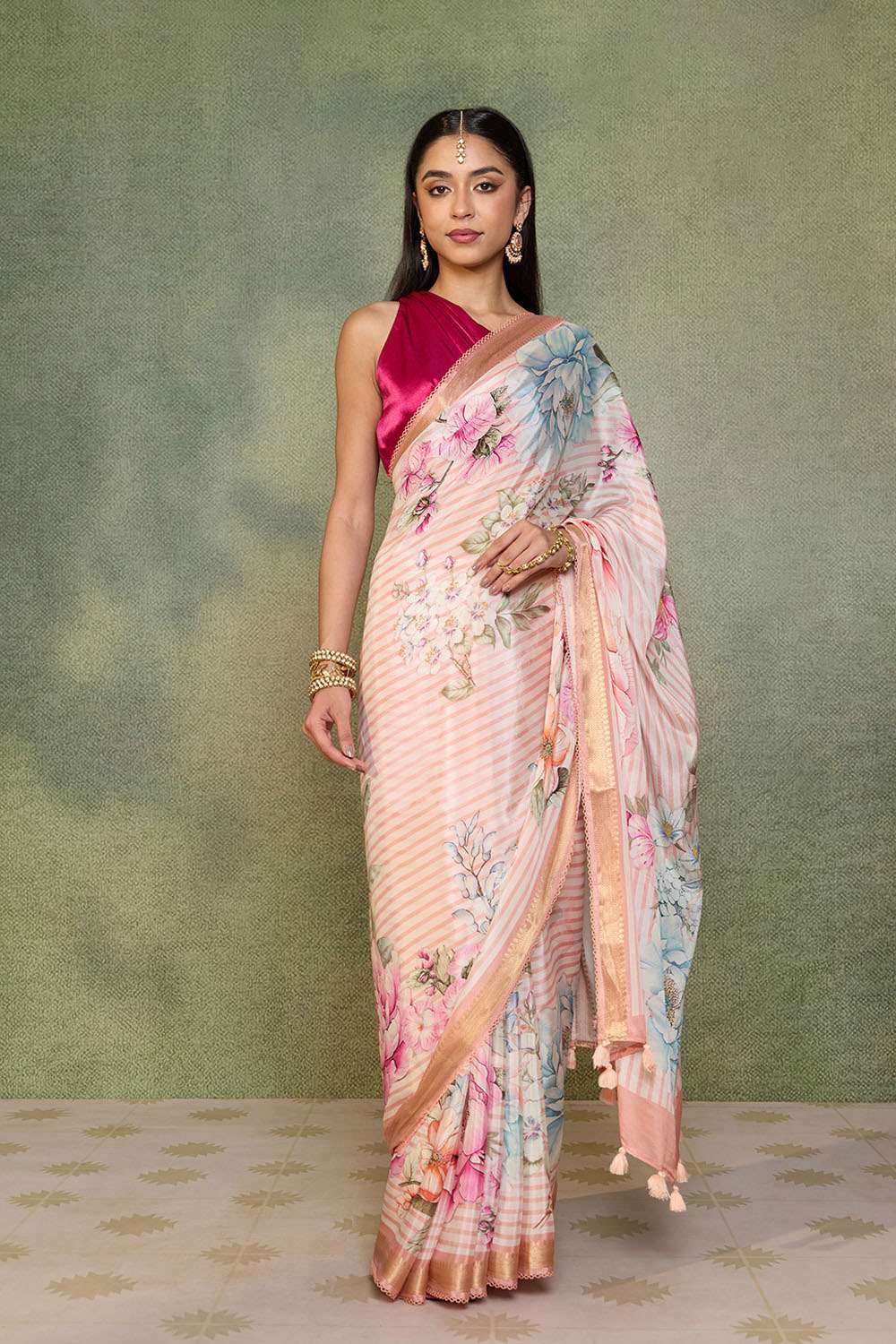Pink   Printed Pure Viscose Saree image number null
