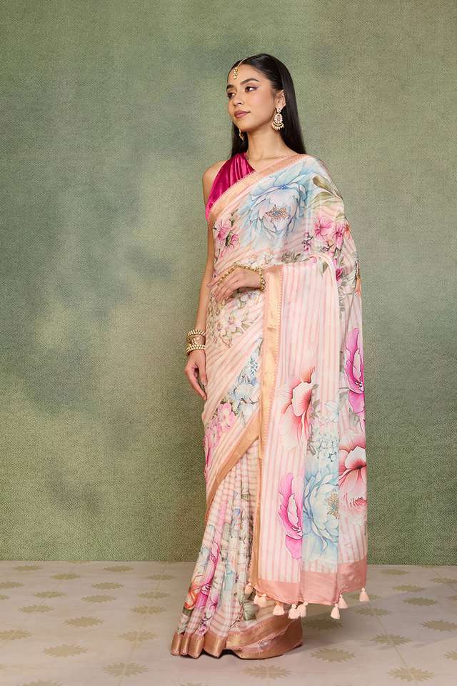 Pink   Printed Pure Viscose Saree thumbnail image number null