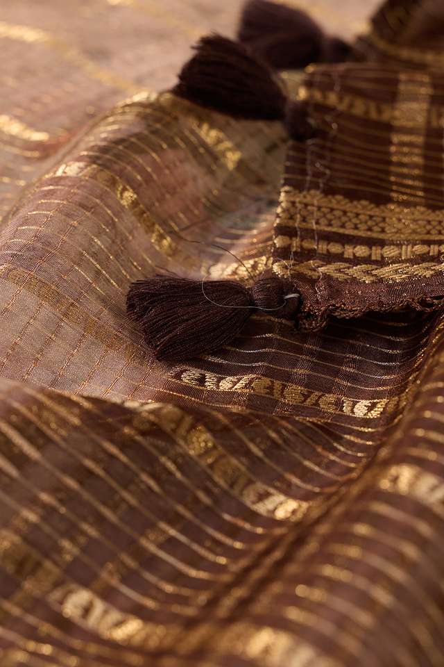 Brown Printed Pure Viscose Saree thumbnail image number null