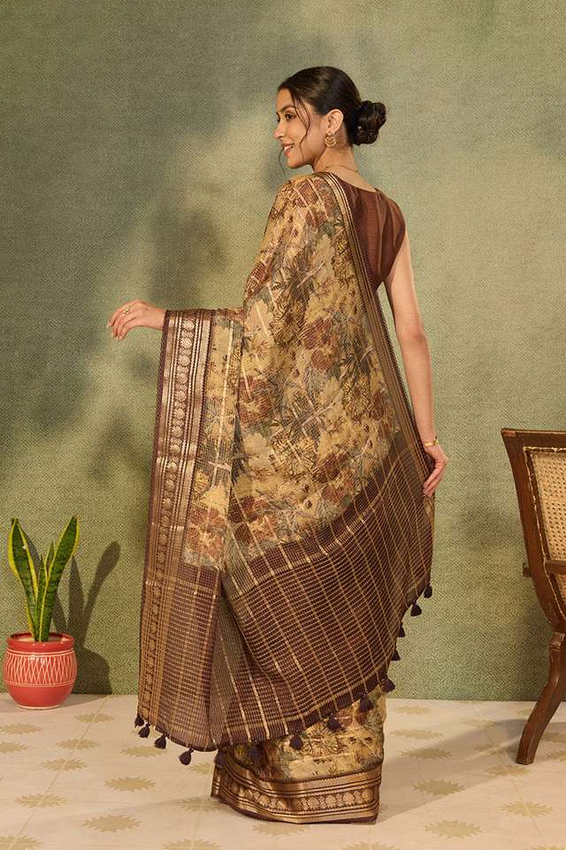 Multi Printed Pure Viscose Saree thumbnail image number null
