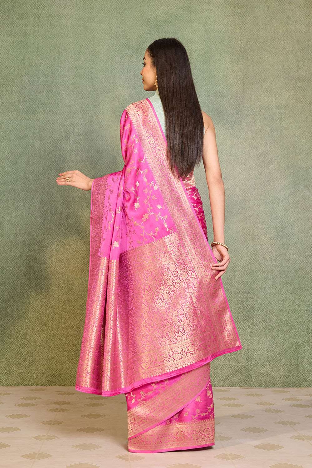 Pink Woven Pure Viscose Saree image number null