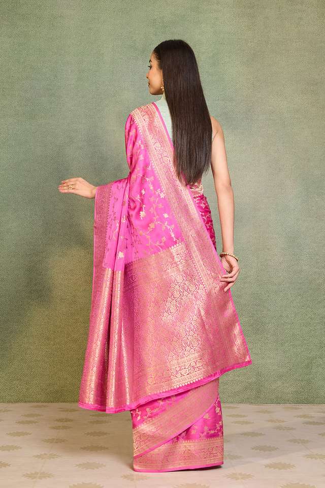 Pink Woven Pure Viscose Saree thumbnail image number null
